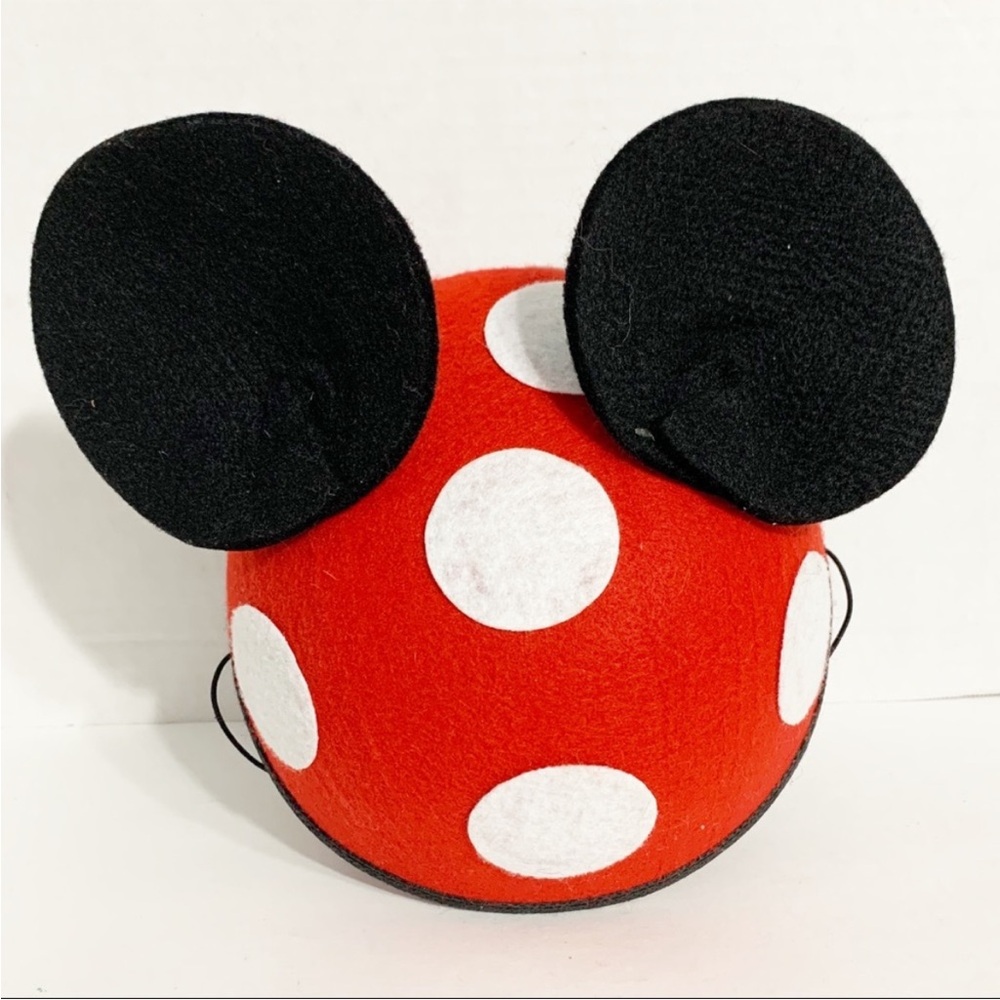 Unbranded Minnie Mouse Molded Felt Polka Dot Beanie Cap with Mouse Ears 🟥⬛️⬜️